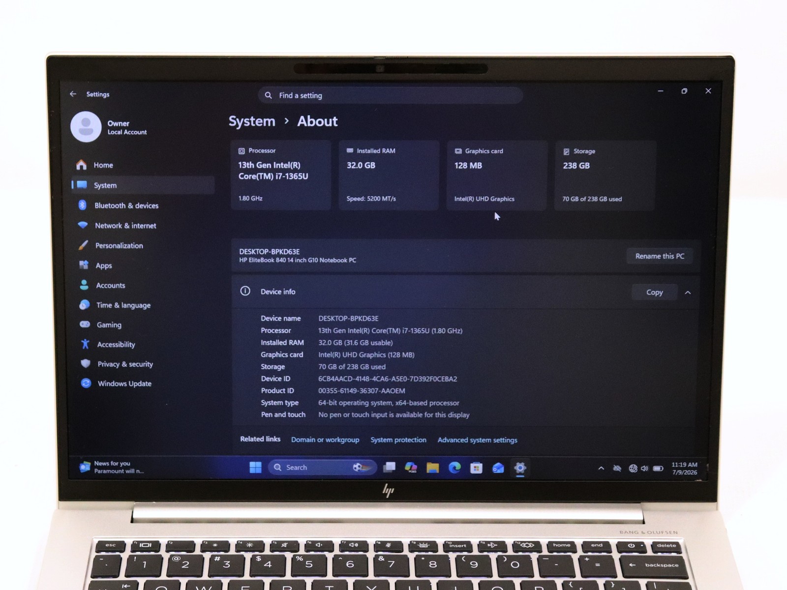 HP EliteBook 840 G10 14″ Intel i7-1365U 32GB 256GB NVMe Win 11 Pro – Warranty