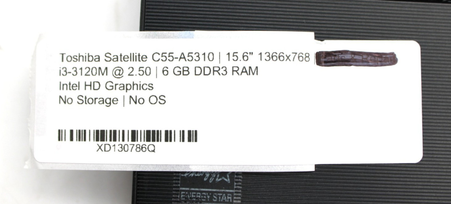 Toshiba Satellite C55A i3-3120M@2.5GHz 6GB DDR3 NO STORAGE/OS *USED/TESTED*