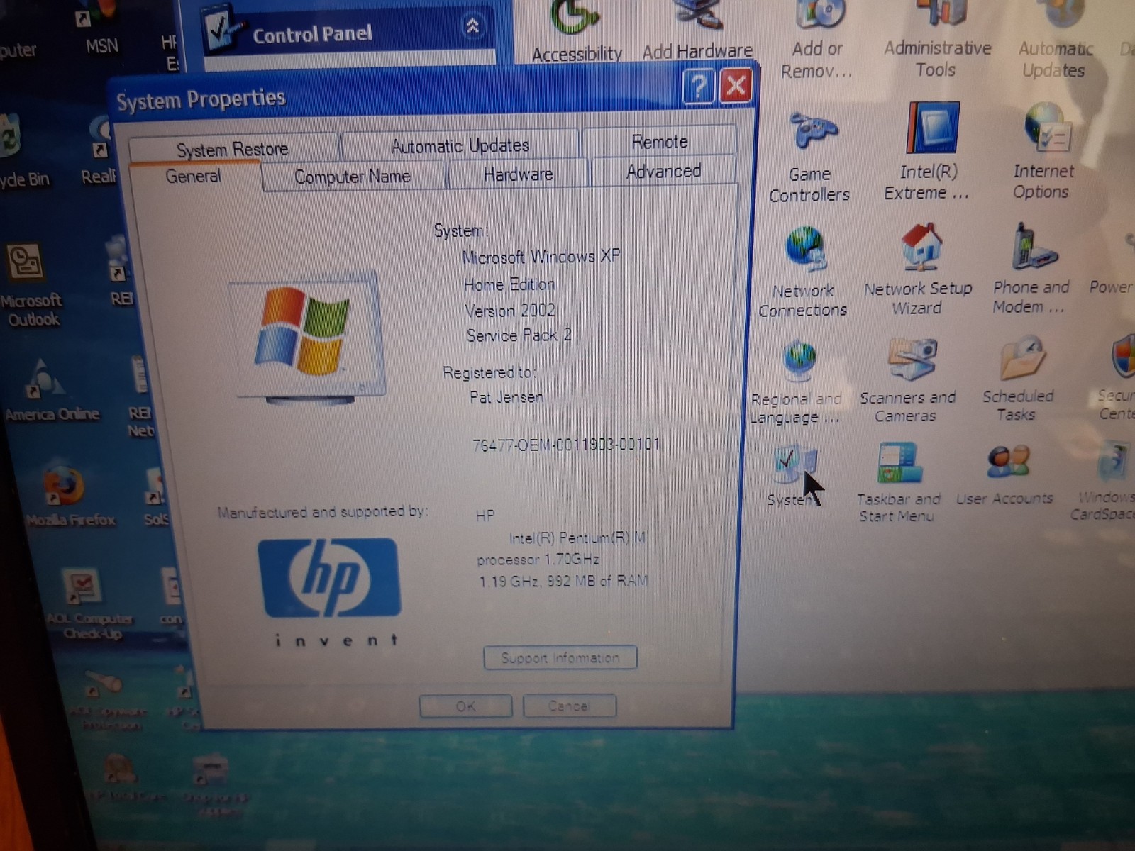 HP Pavilion Laptop DV1000 1.70GHZ 992MB RAM WINDOWS XP