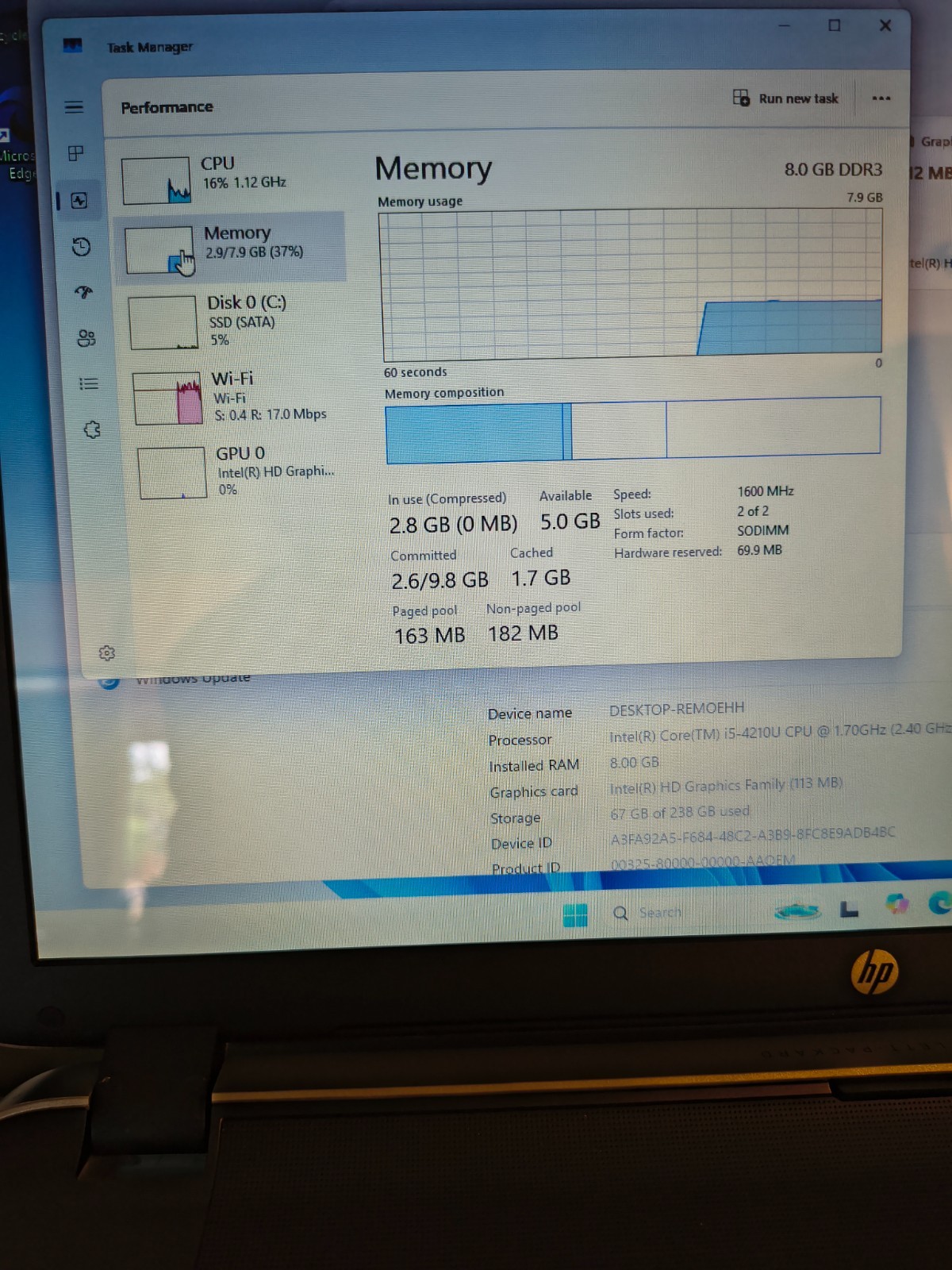 17.3″ HP Pavilion Notebook Core i5-4210U@1.7GHz 8GB 256GB SSD Win11Hm