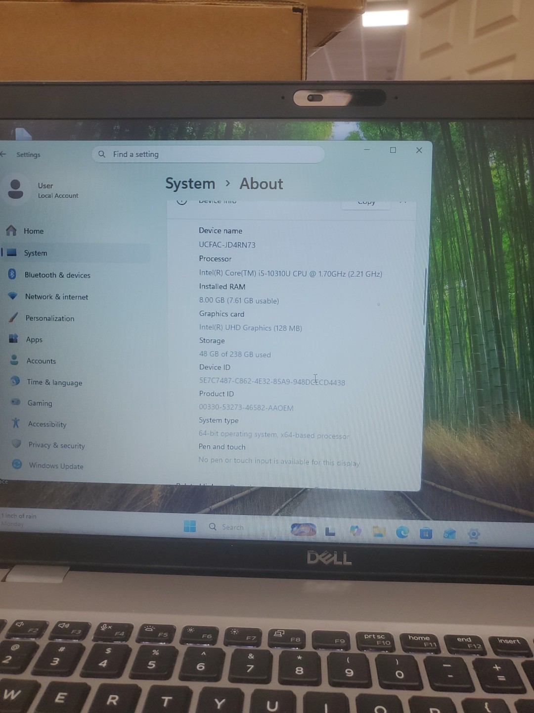 Dell Precision 3550 Laptop – i5-10310U 8GB 256GB SSD 15.6″ 051326-1