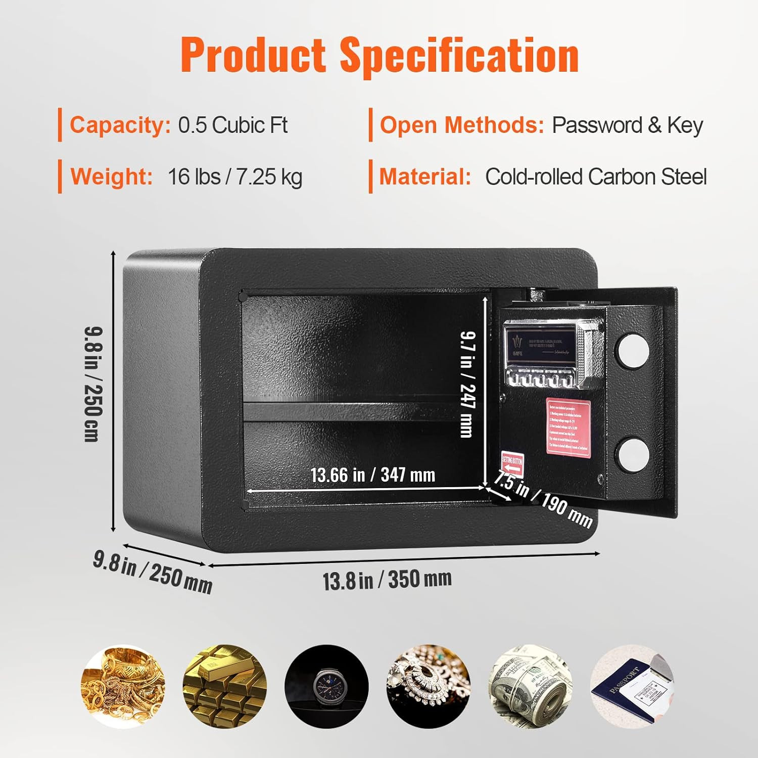 Compact Steel Security Safe with Digital Keypad for Home & Hotel Use