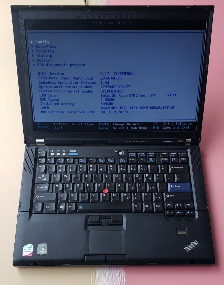 LENOVO THINKPAD R61 14″ Intel Core 2 Duo 1.8GHz 4GB RAM 160GB HDD WIFI WIN 10