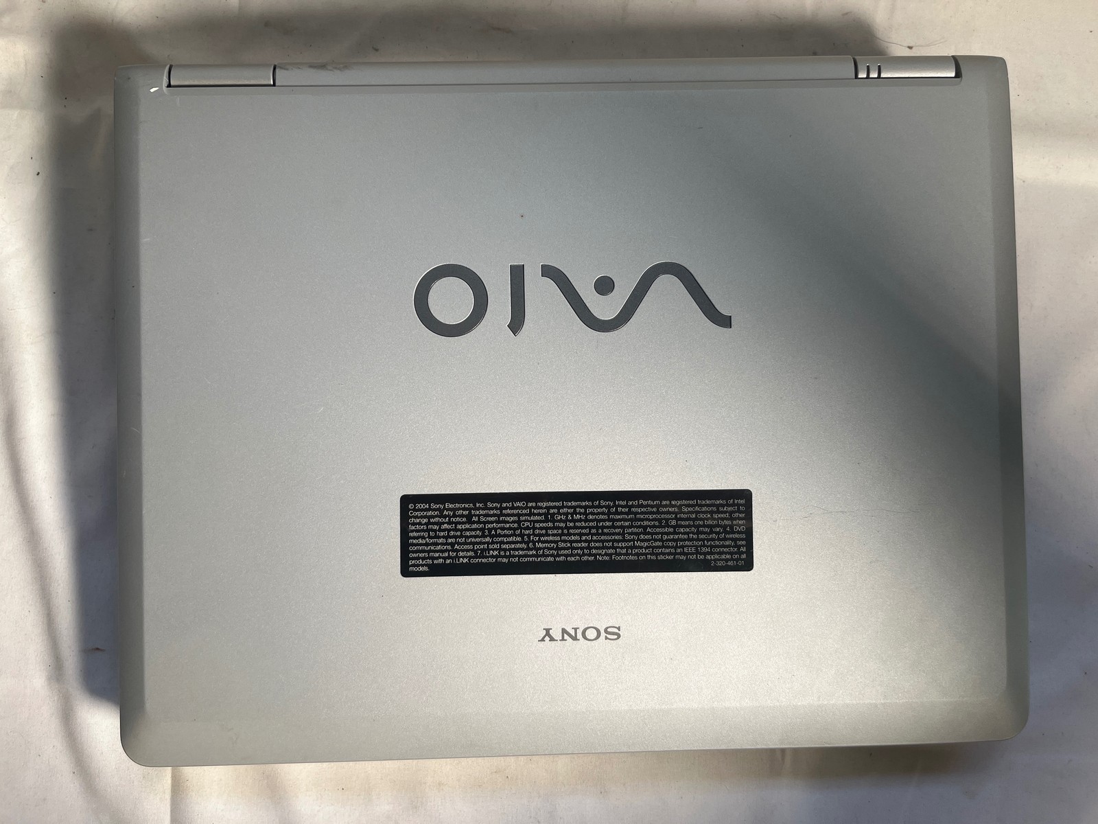 Sony VAIO PCG-K37 (PCG-9S1L) Win XP Pentium 4 3.2GHz 1GB RAM 15.4″
