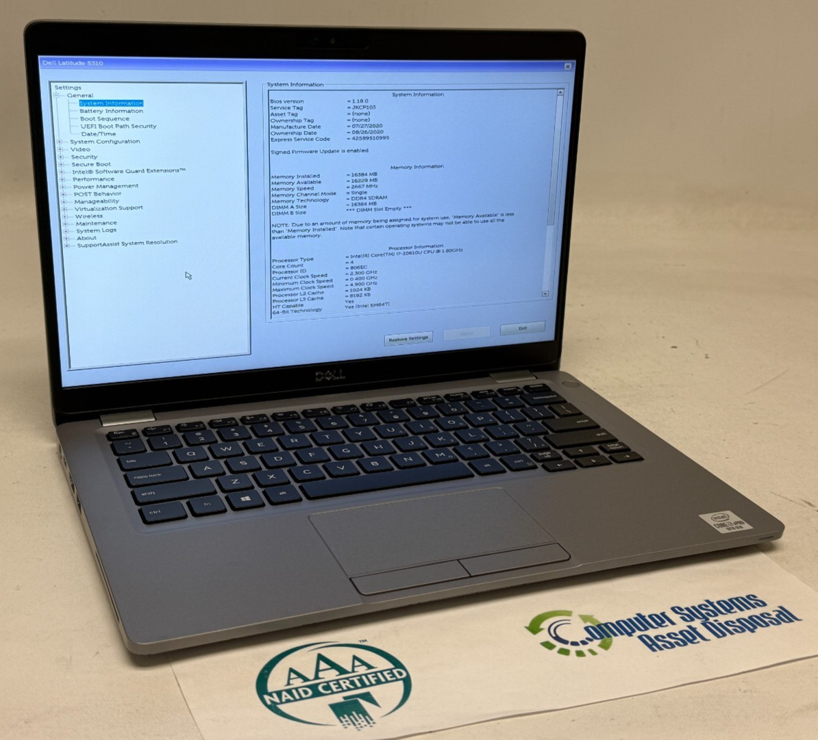 Dell Latitude 5310 13.3″ (i7-10610u 1.80GHz – 16GB RAM – 512GB SSD – Win11Home)