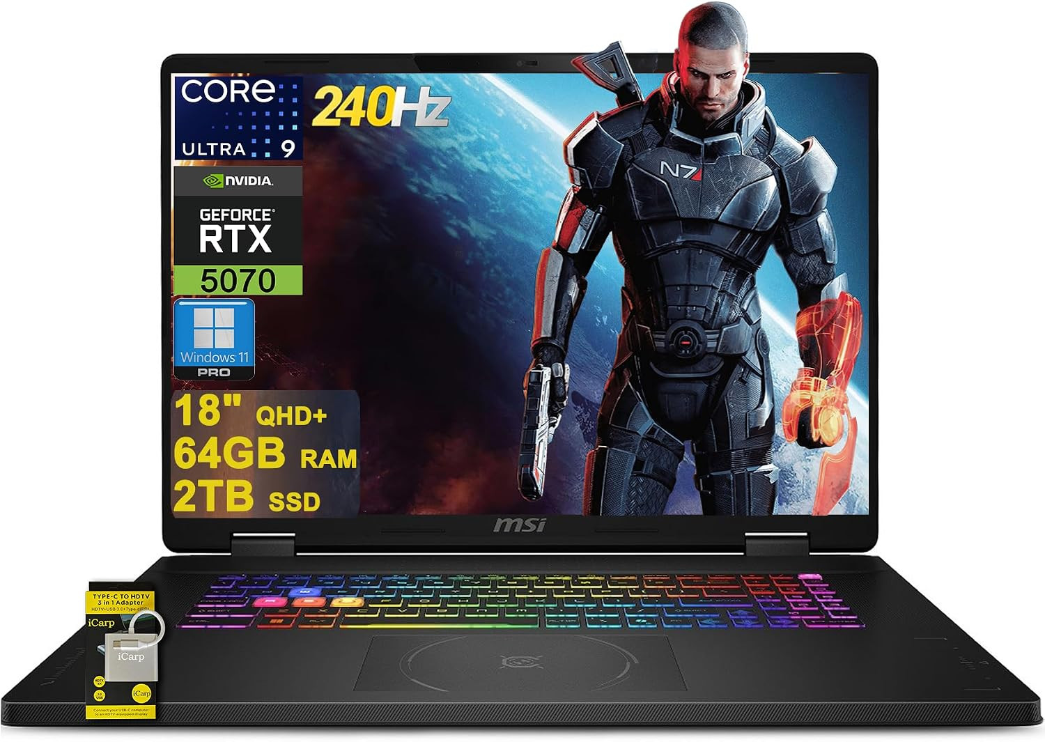 Msi Crosshair 18 HX AI Gaming Laptop 18″ QHD+ IPS 240Hz Intel 24-Core Ultra 9 27