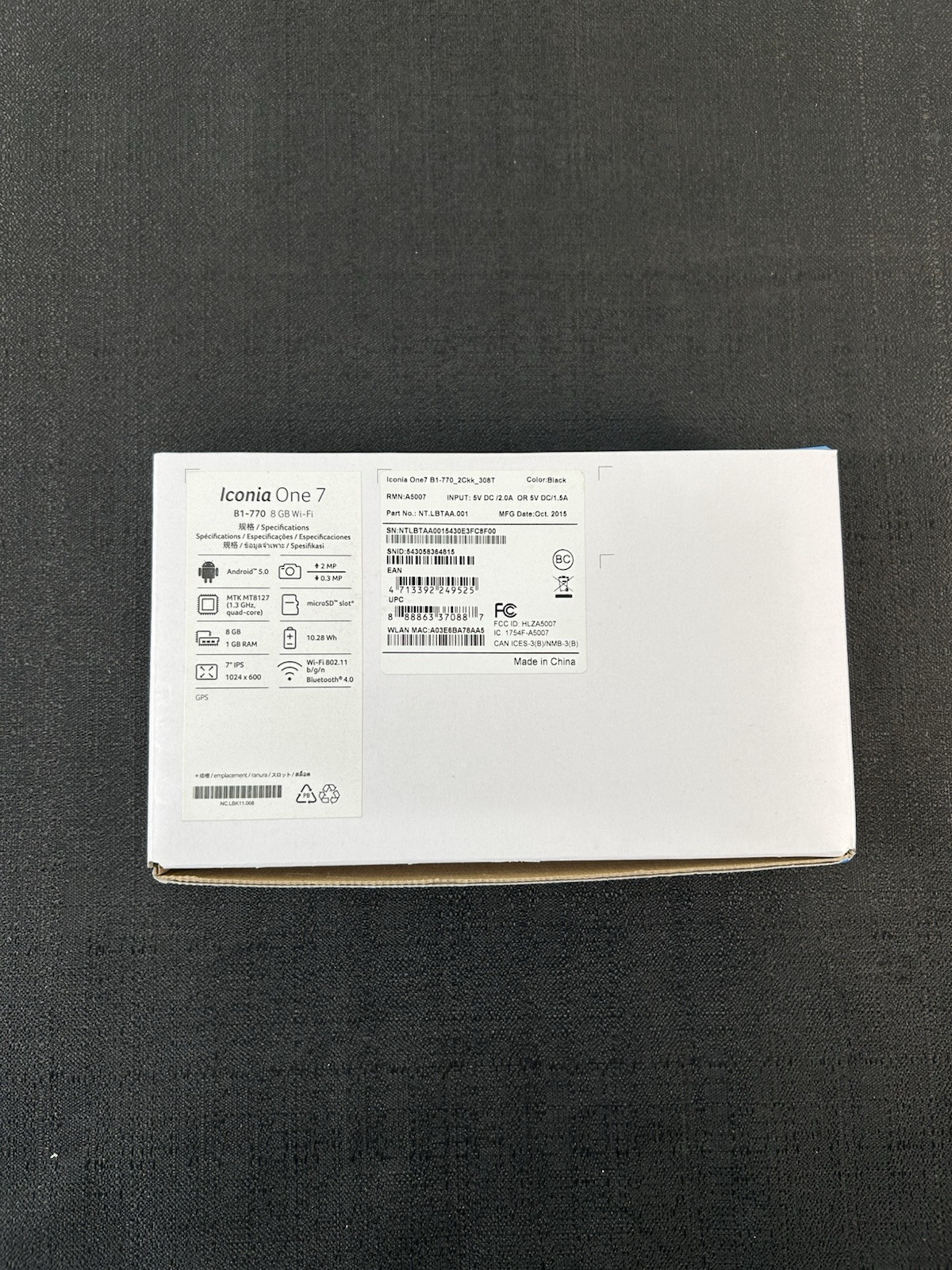 NEW Acer Iconia One 7 B1- 770 Tablet Open Box