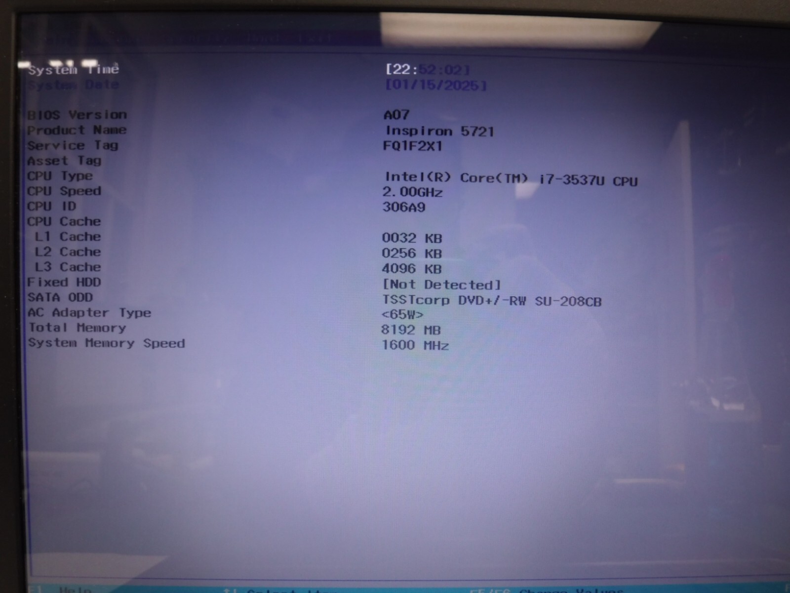Dell Inspiron 5721 i7-3537U 17″ Intel core 2.0 GHz 8 GB Ram No HDD/OS/Battery