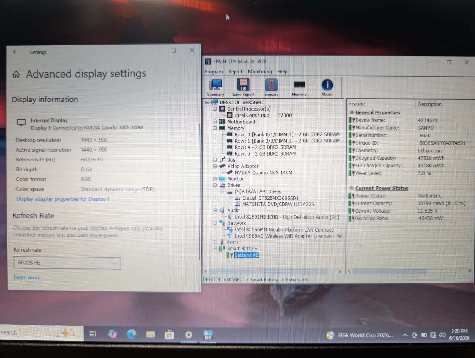 LENOVO THINKPAD T61 | C2D T7300 8GB RAM 512GB SSD | NVIDIA NVS DUAL BOOT RARE
