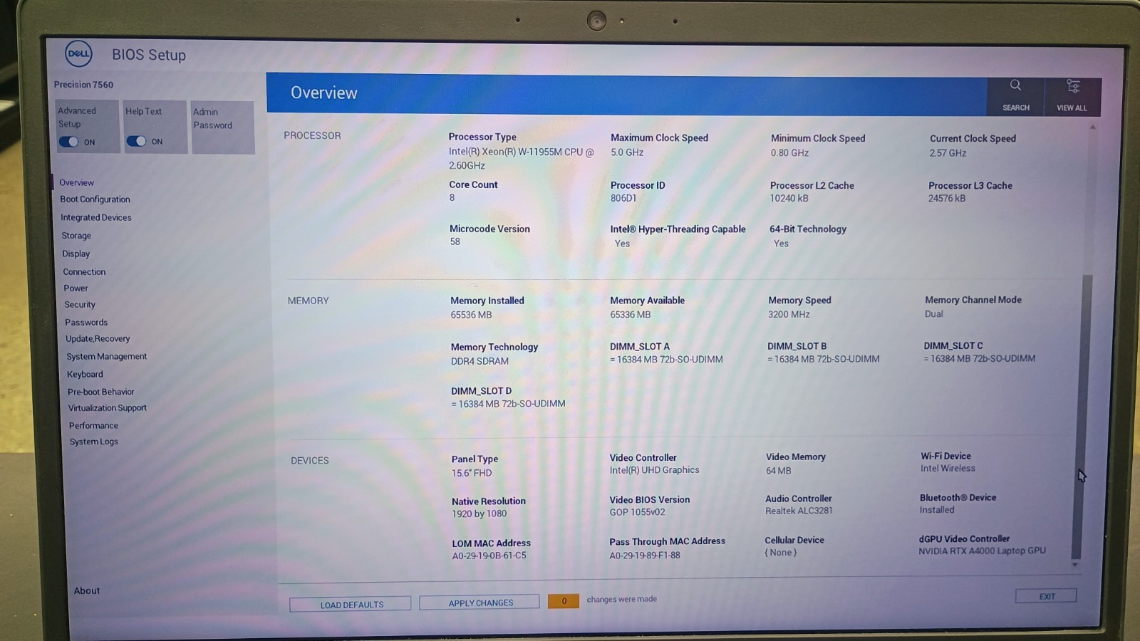 Dell Precision 7560 Xeon W-11955M 2.6Ghz – 64GB – 1TB – RTX A4000 15.6″ – Read