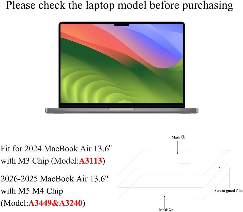 Matte Anti-Glare Screen Protectors 3-Pack for 13.6″ MacBook Air 2025-2026