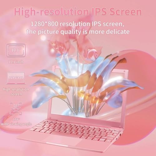 10.1″ Pink Portable Mini Laptop 8GB RAM 256GB SSD WiFi HDMI Bluetooth