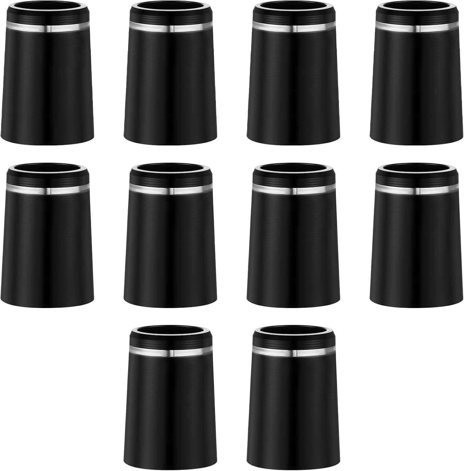 10 Pcs .370 Golf Iron Ferrules with Single Silver Ring Black Golf Ferrule for Ta