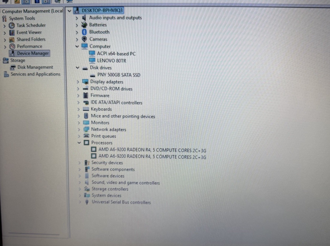 Lenovo IdeaPad 110-15AST 15.6″ AMD A6-9200 16GB 500GB SSD Win11 Black