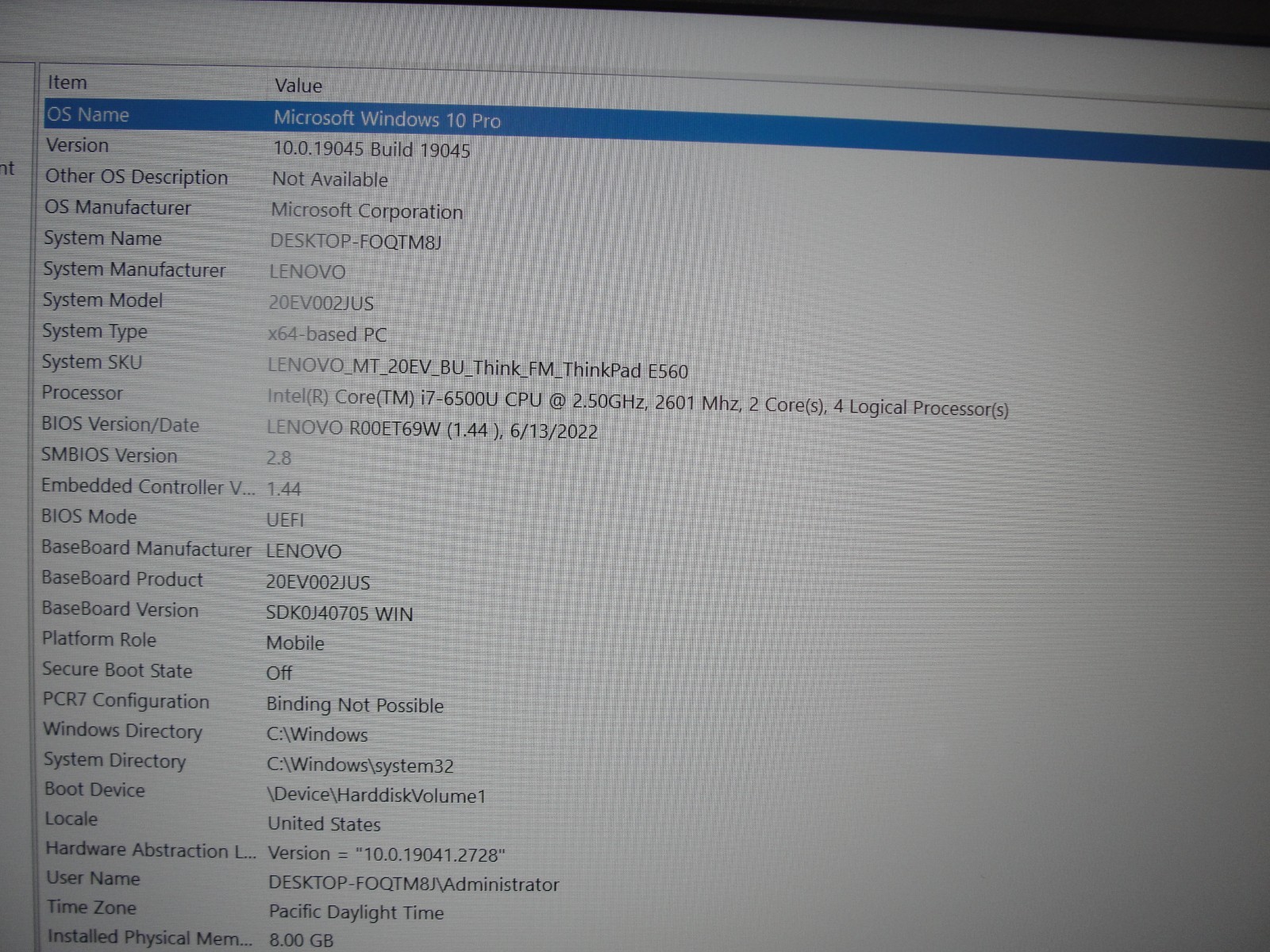 Lenovo ThinkPad E560 15.6″FHD Intel Core i7-6500U 2.5GHz 8GB RAM 128GB SSD +P/A