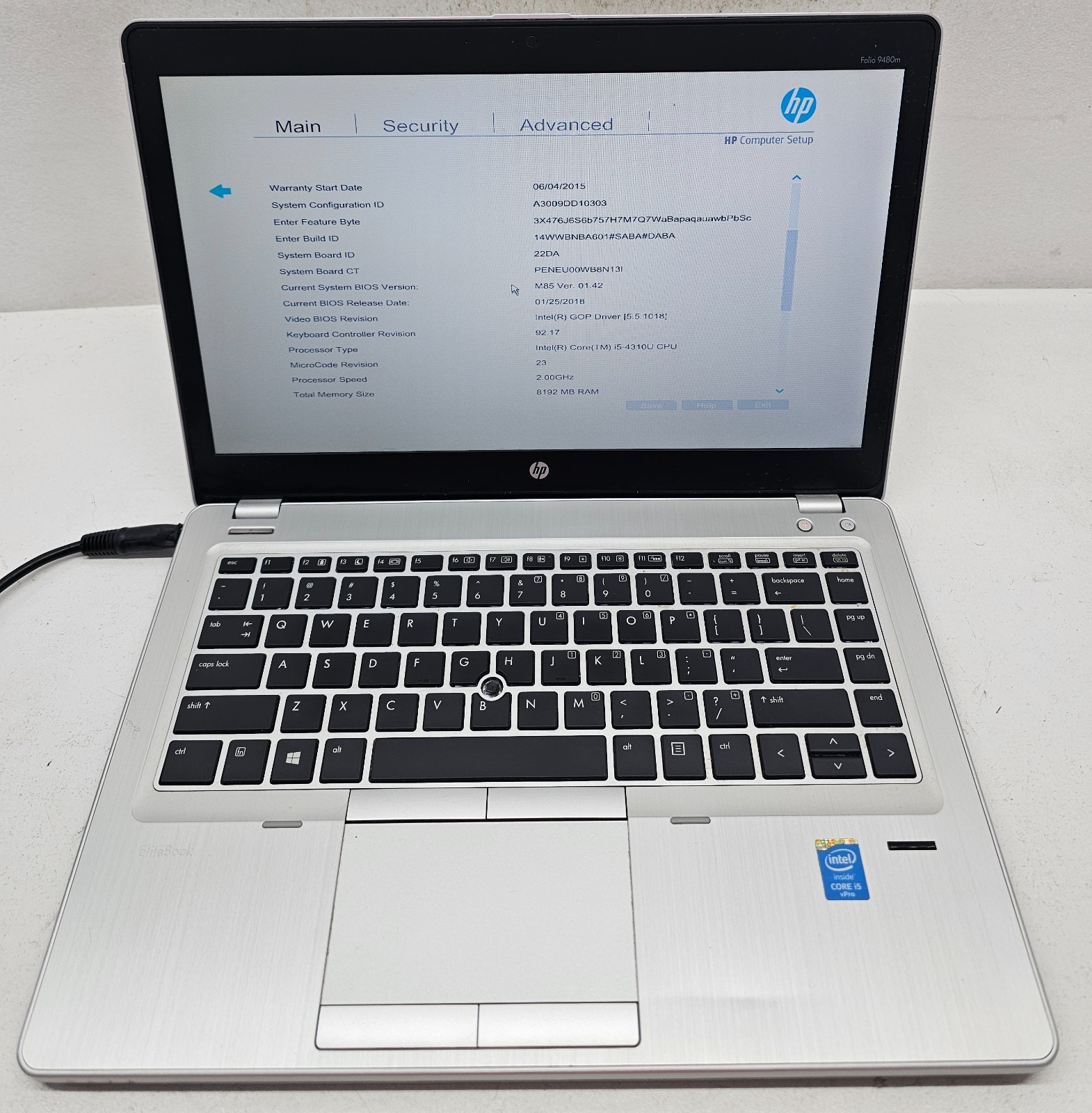 HP EliteBook Folio 9480M 14″ Laptop Intel Core i5-4310U 8GB RAM NO HD/OS (FL)