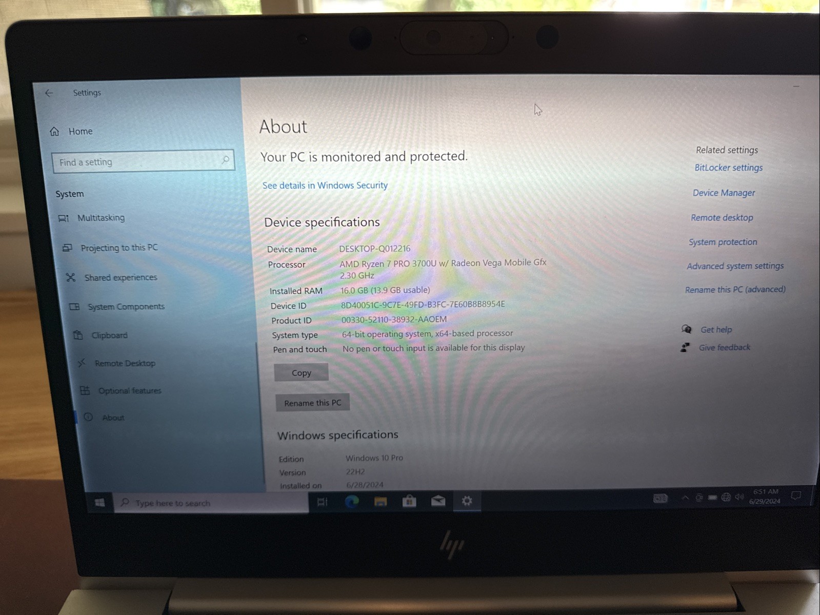 HP Elitebook 735 G6 13.3″ AMD Ryzen 7 PRO 3700U – 16GB RAM 256GB SSD – SureView