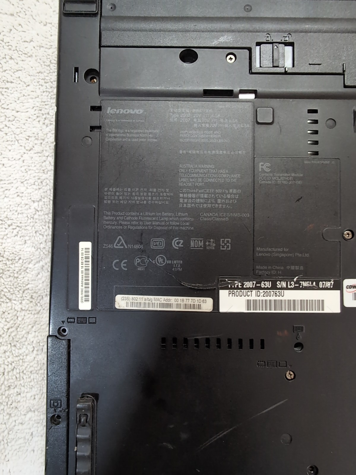 TESTED IBM Thinkpad T60 Laptop Intel 2 Ghz Centrino Duo 2GB RAM Windows XP