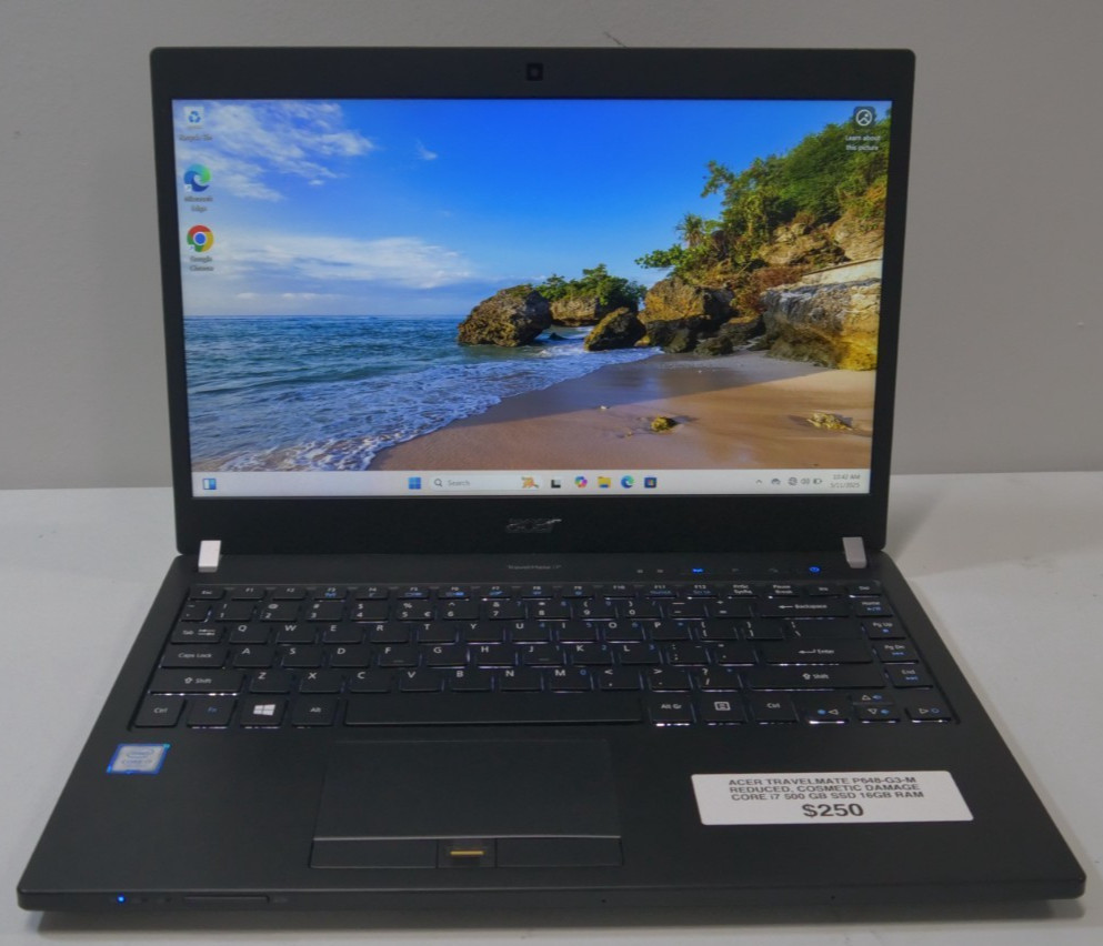 Acer TravelMate Laptop 16GB RAM 512GB SSD, Intel Core i7-7500u Win 11-PAYTECK