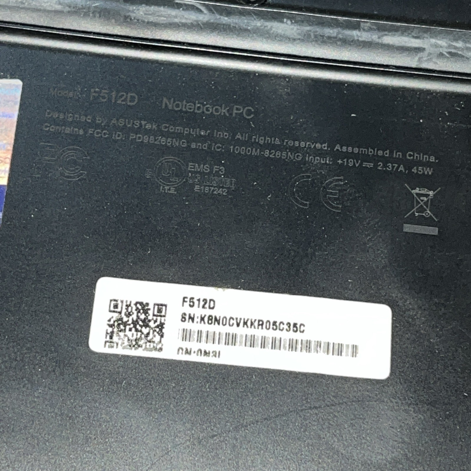 ASUS VIVOBOOK F512D AMD RYZEN 8GB RAM NO HD