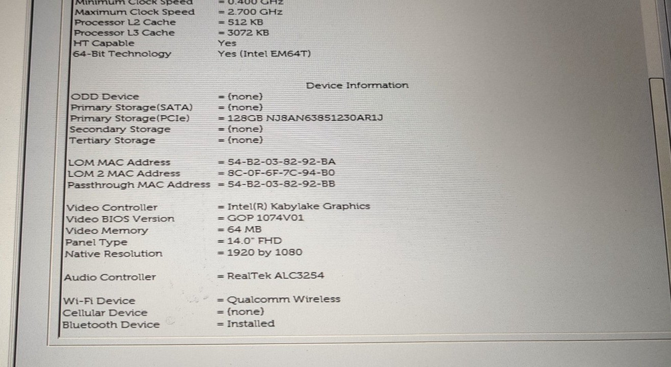 Dell Latitude 5420 Rugged 14″ i3-7130U 2.70 GHz 8 GB RAM