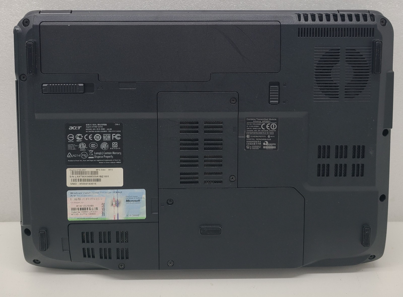 Acer Aspire 4730z 14.1″ Laptop Intel Pentium Dual T3400 3GB Ram NO HD/OS (FL)