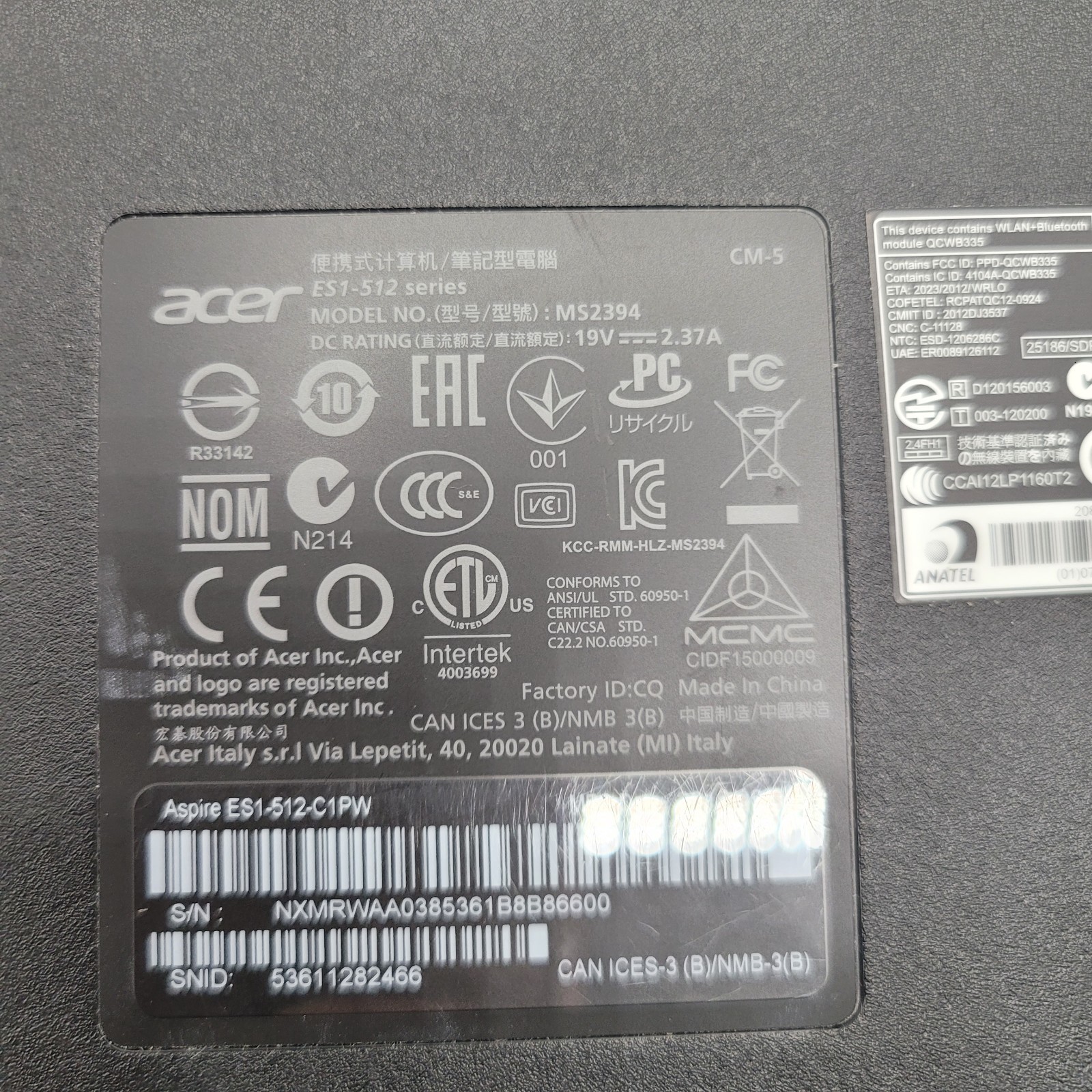 Acer Aspire E15 Start Intel Celeron No RAM 500GB HDD 15.6″ FOR PARTS