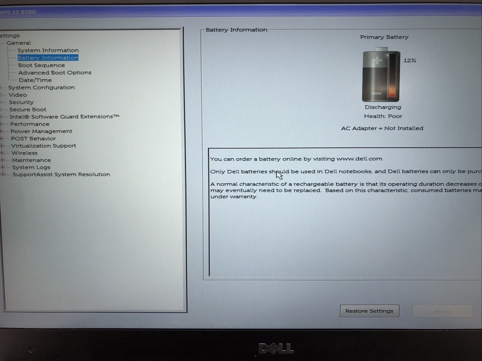 Dell XPS 13 9350, Intel Core i5-6200U @2.30Ghz, 8GB RAM, NO SSD/OS, Tested!