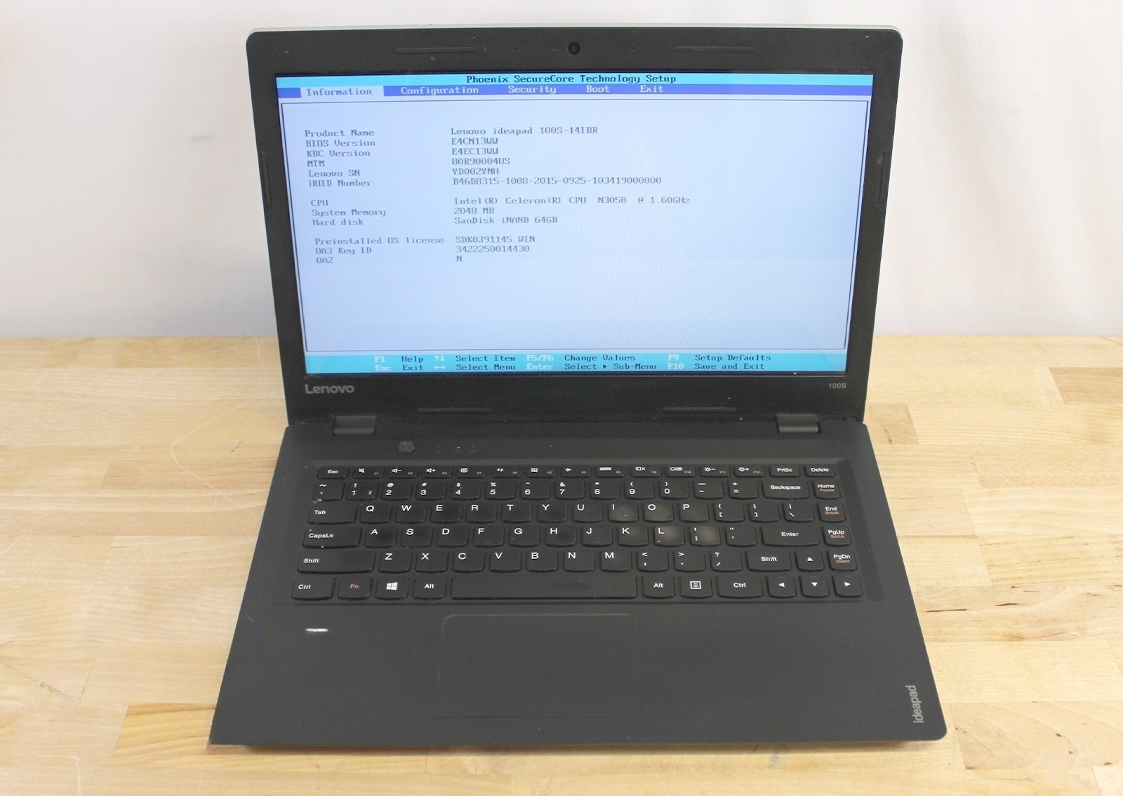 Lenovo IdeaPad 100S-14IBR Celeron N3050 1.60GHz 2GB RAM 64GB Drive No OS