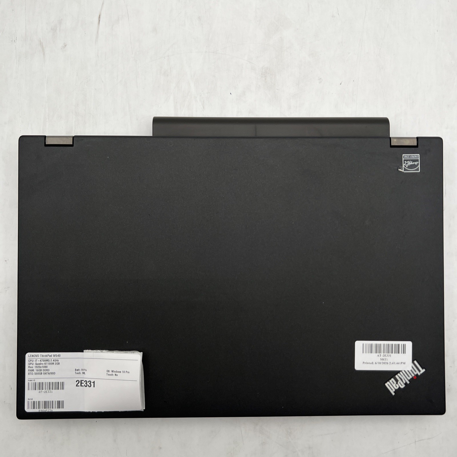 Lenovo Thinkpad W540 I7 4700MQ 2.4GHz 16GB RAM Quadro K1100M 500GB SSD Win10P