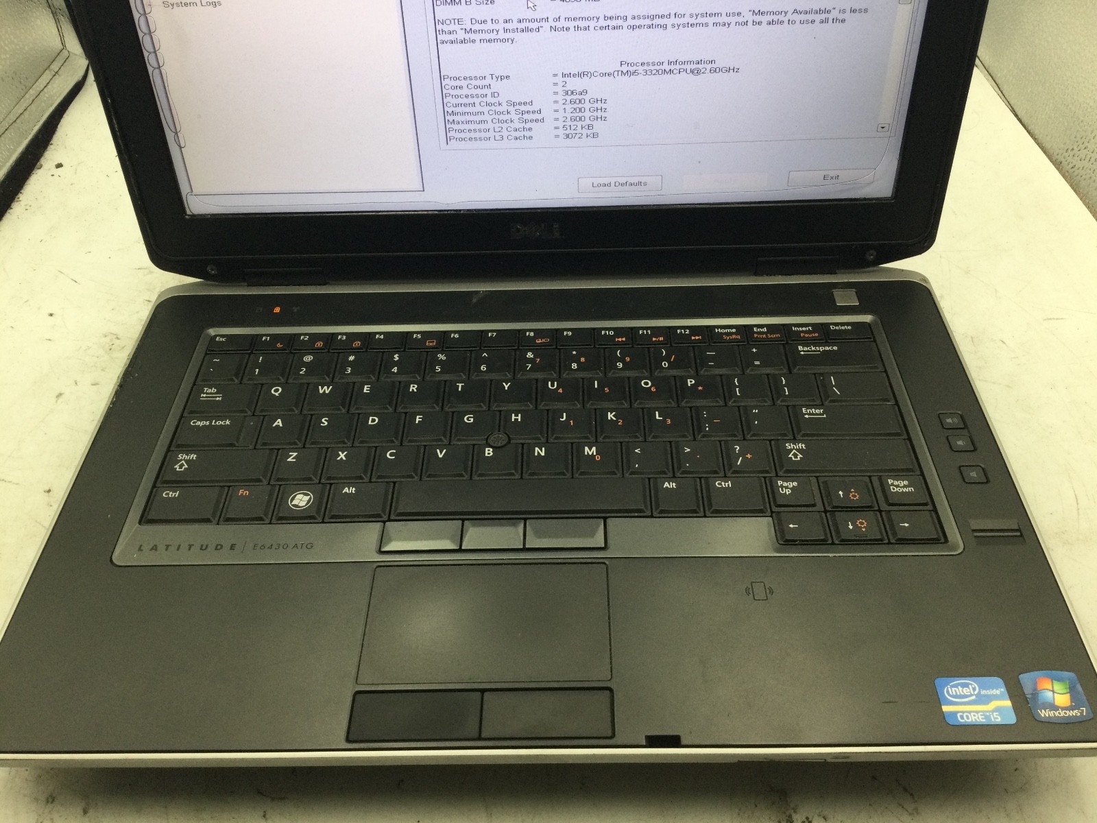 DELL LATITUDE E6430 – BOOTS TO BIOS/BIOS LOCK – INTEL I5 3230 – NO RAM -READ-BB