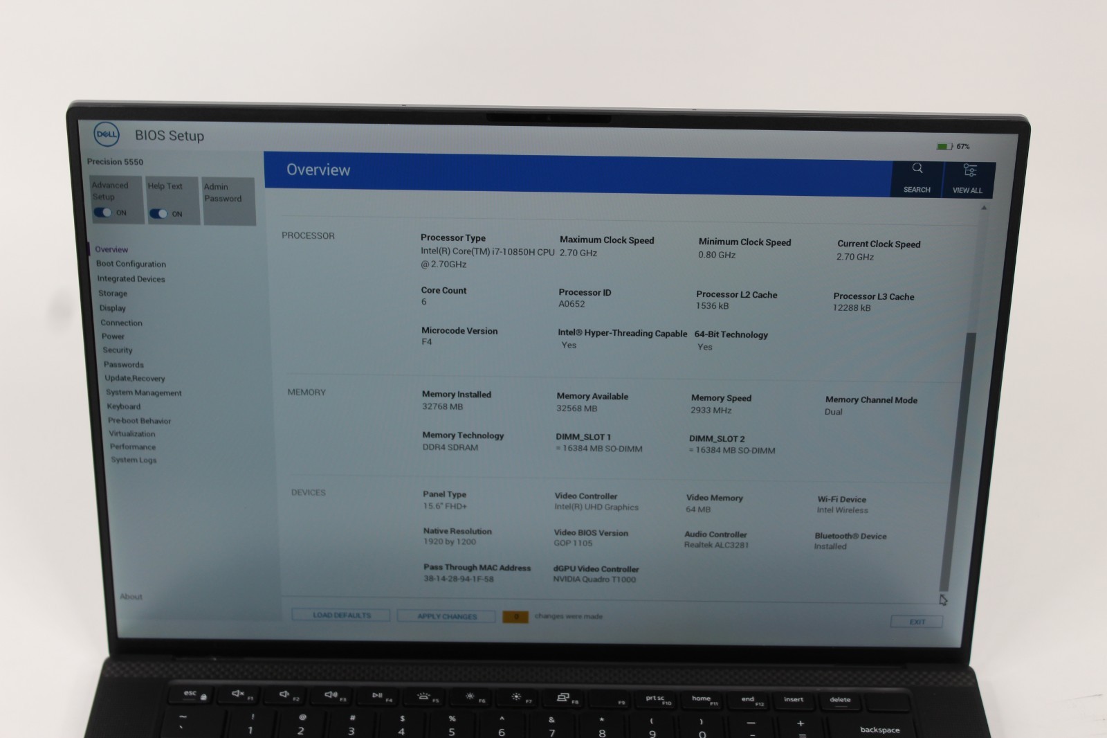 Dell Precision 5550 | i7-10850H@2.7GHz | 512GB/32GB | No OS/Charger | Quad T1000