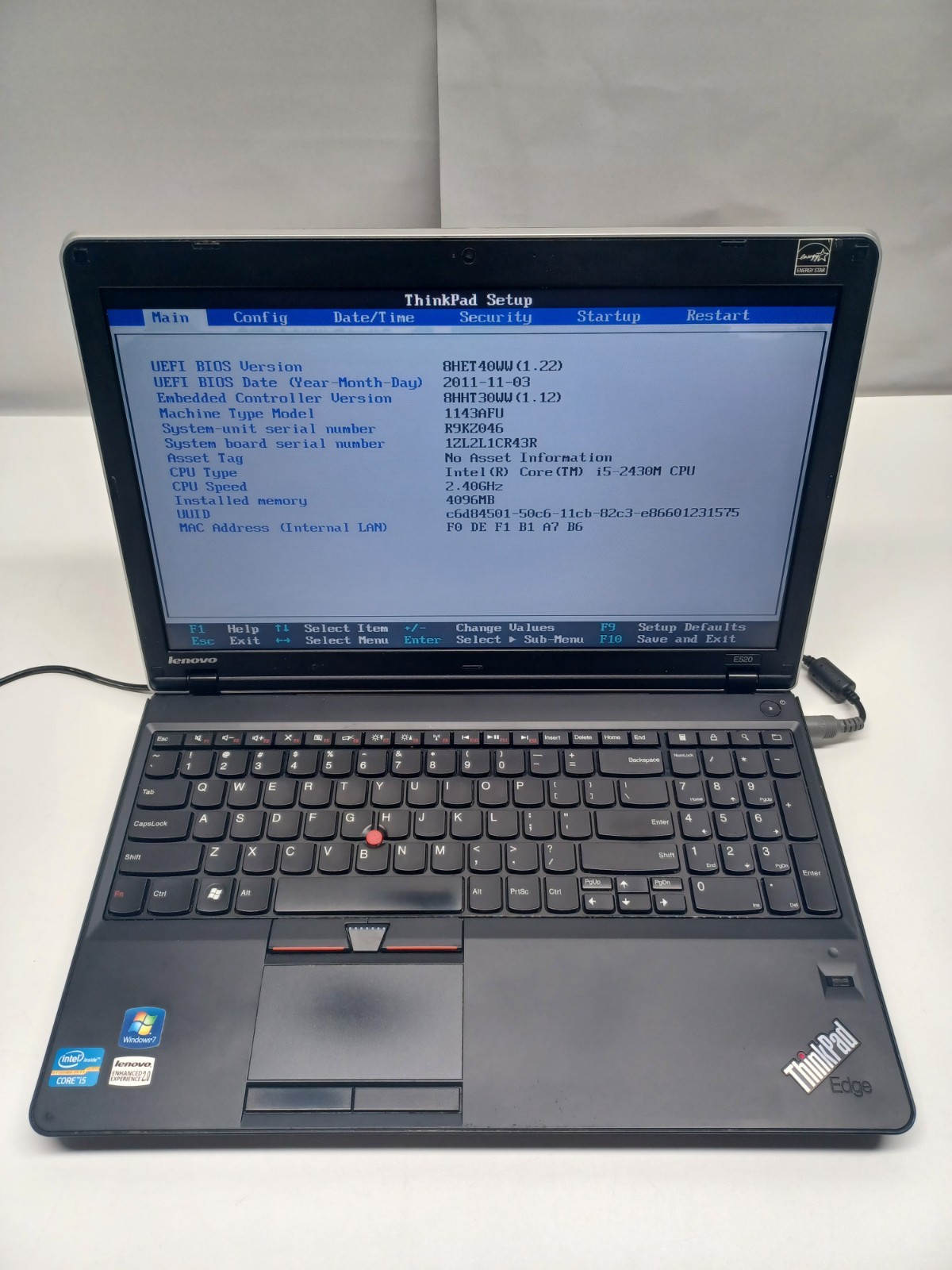 Lenovo ThinkPad E520 Laptop i5-2430M 4GB 500GB No OS/Battery