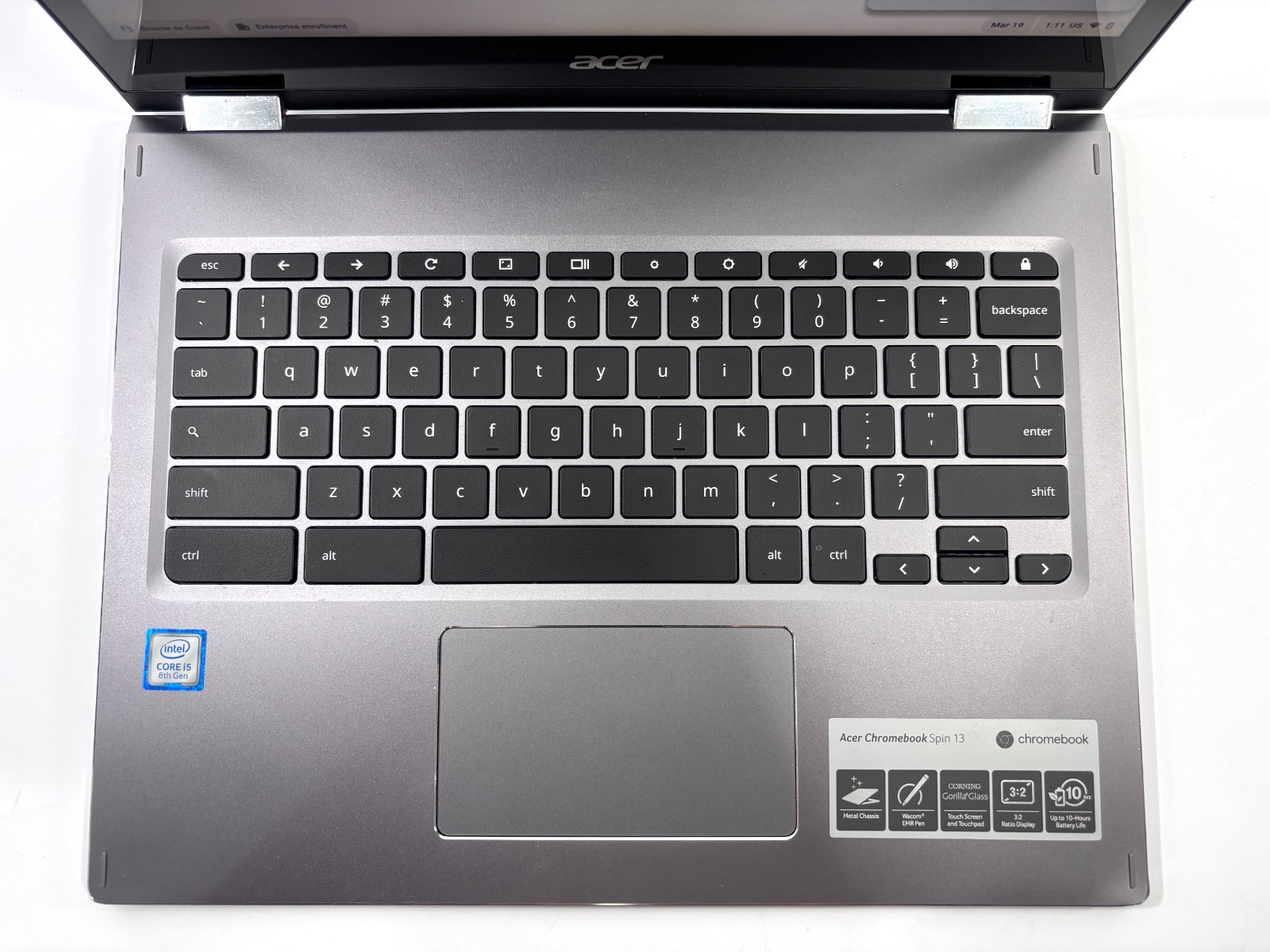 Acer Chromebook Spin 13 – 13.5″ QHD+ Touch, 1.6GHz i5, 8GB RAM, 64GB SSD