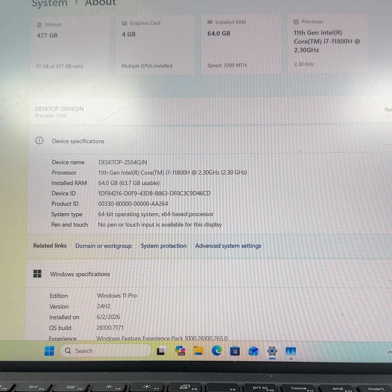 Dell Precision 5560 15.6″ i7-11800H 2.3GHz 64GB RAM 512GB SSD