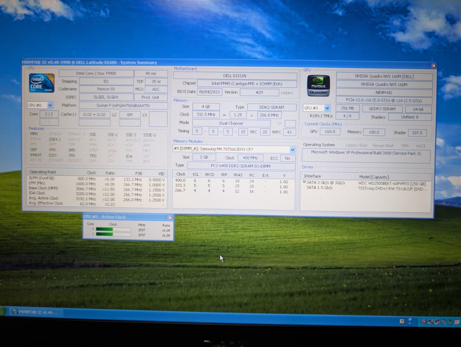 Dell Latitude E6500 | C2D T9900 4GB RAM 250GB HDD | Backlit NVIDIA Win XP 32-Bit