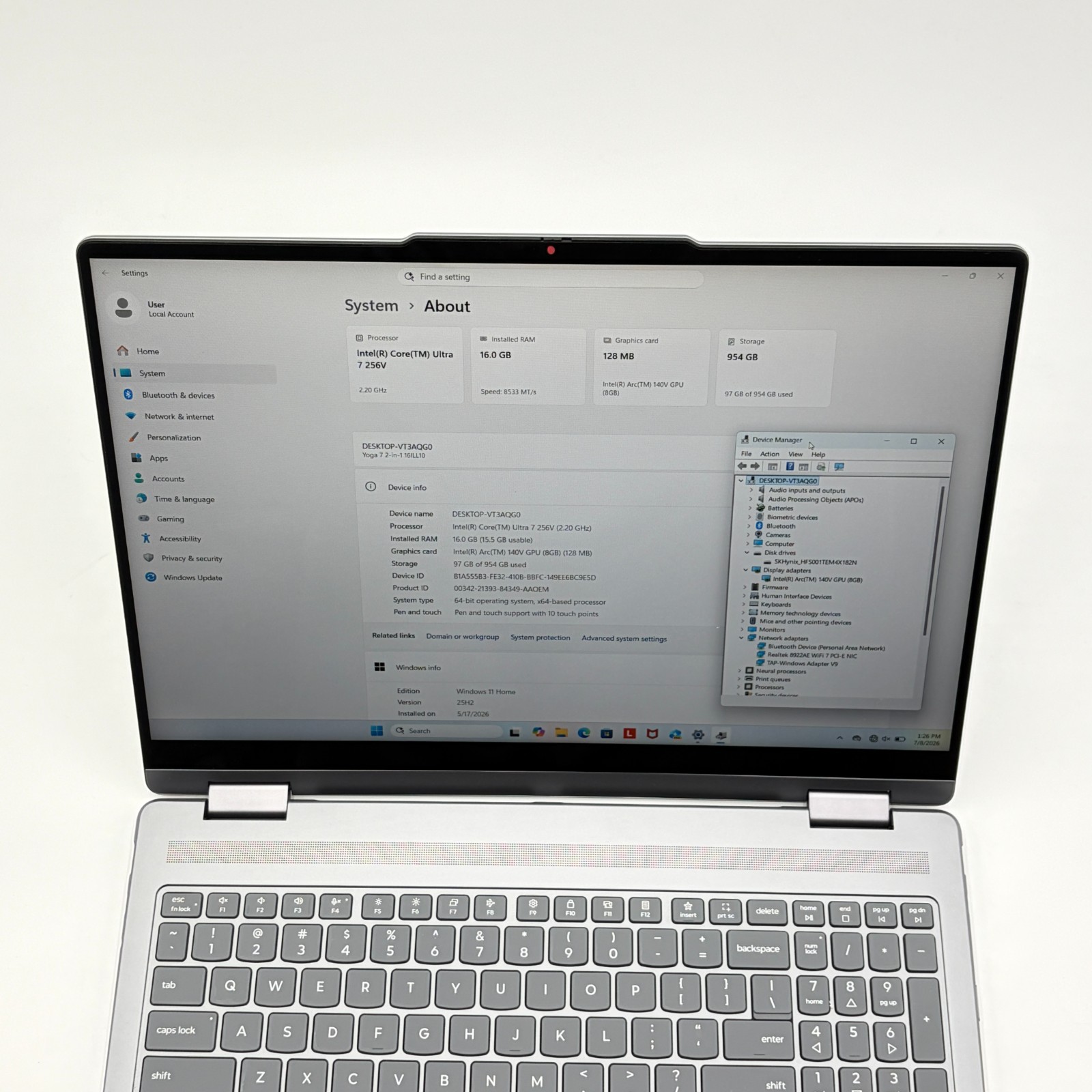Lenovo Yoga 7 16″ 2-in-1 (16ILL10) – Ultra 7 256V, 16GB Ram, 1TB SSD, W11H