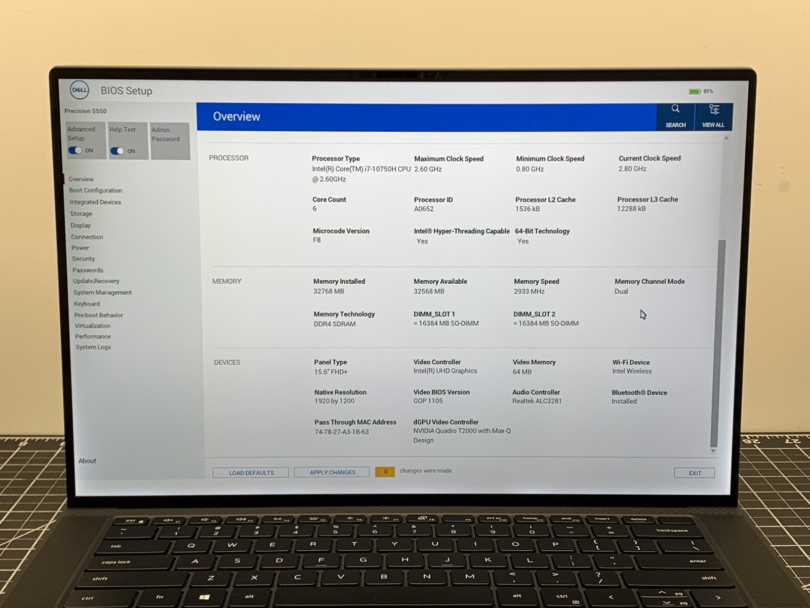 Dell Precision 5550 Core i7-10750H Quadro T2000, 32GB RAM, 512GB SSD | #P252