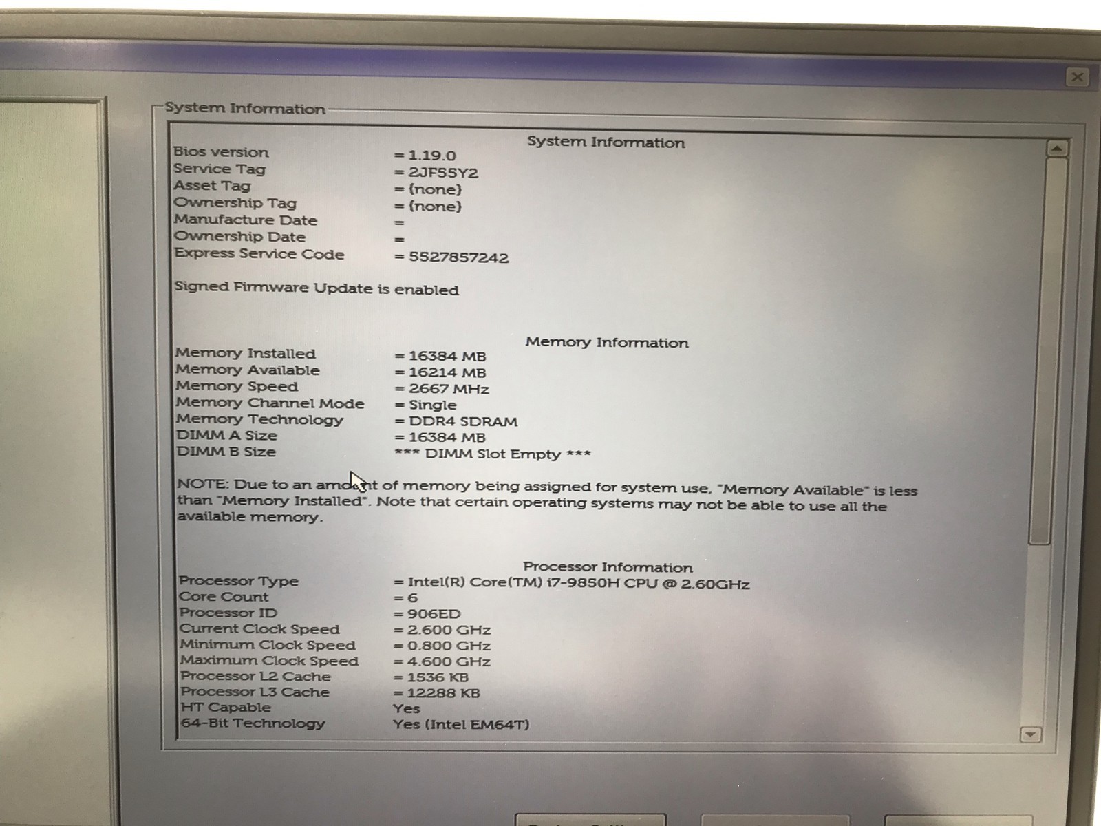 DELL PRECISION 5540 15″ i7 2.6GHz 16GB RAM 512GB–GRADE D