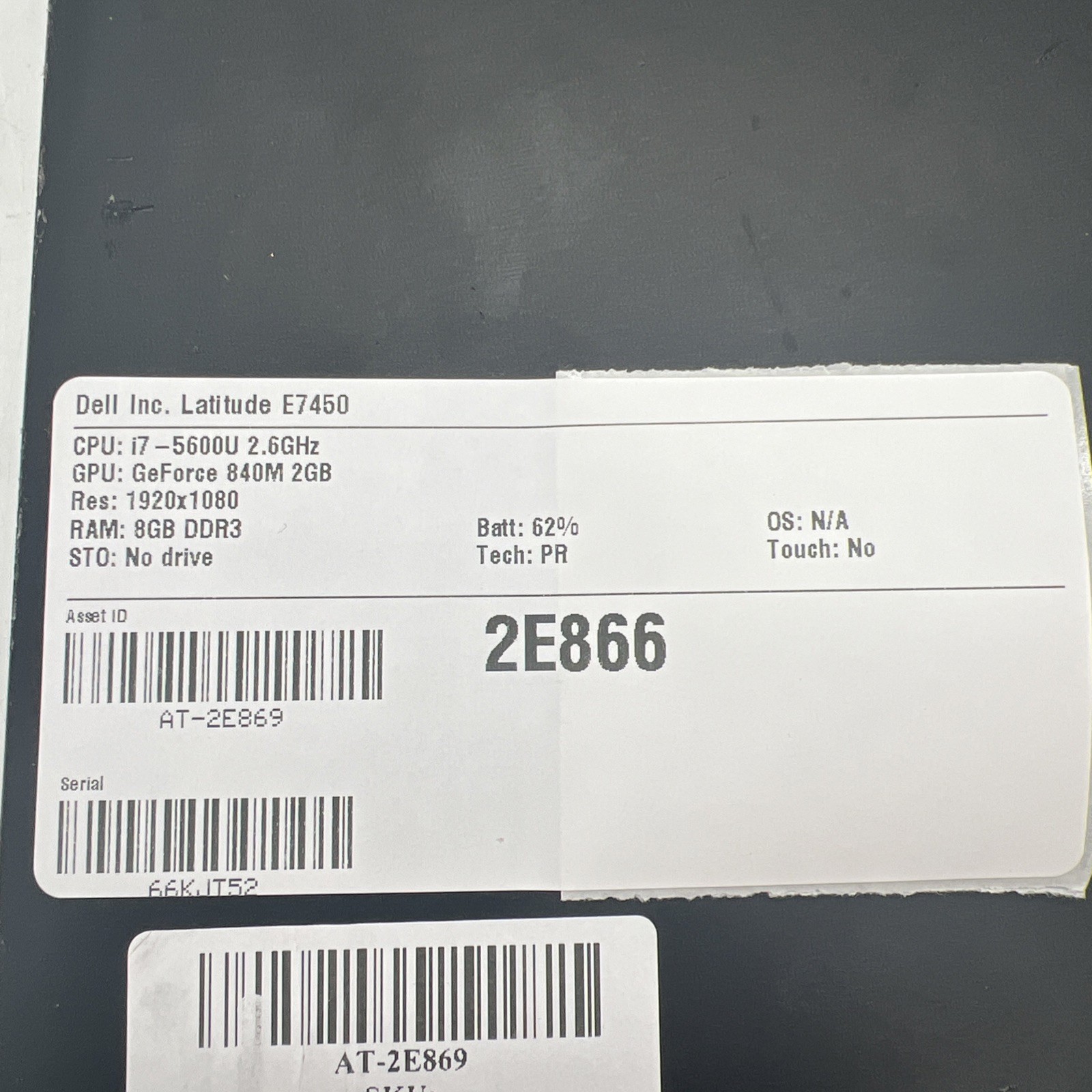 Dell Latitude E7450 i7 5600U 2.6GHz 8GB RAM GeForce 840M 2GB No Drive No OS