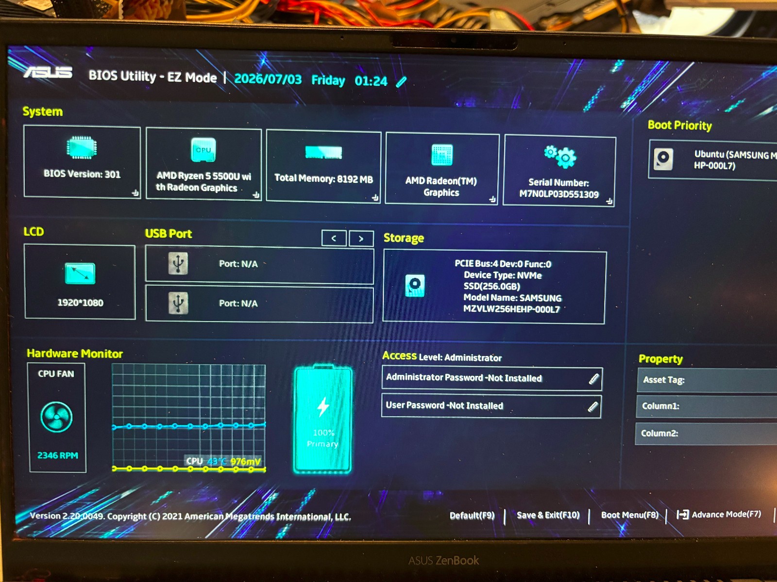 ASUS Zenbook 14″ (256GB SSD, Ryzen 5 5500U, 8GB RAM, NVIDIA GeForce MX450) READ