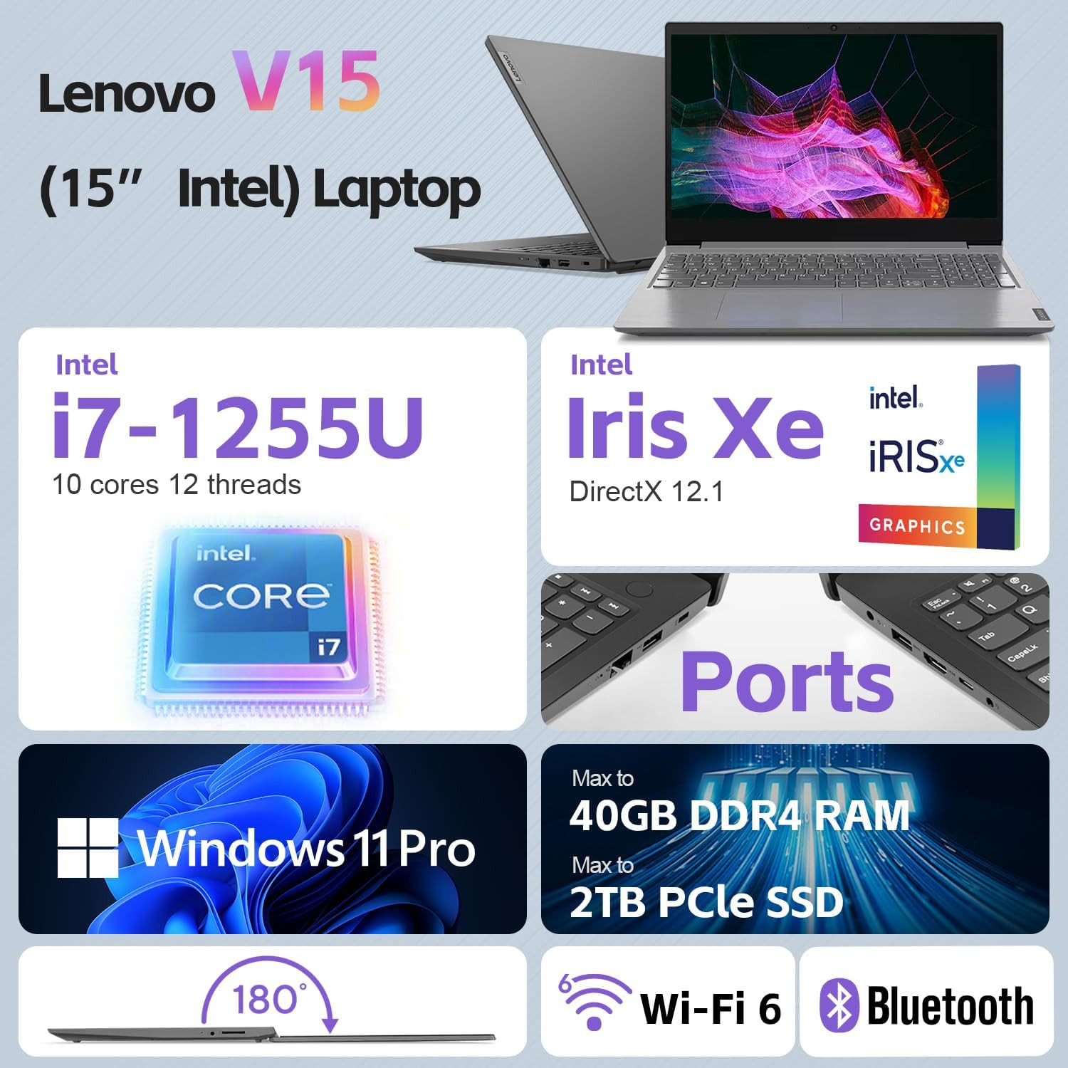 V15 Laptop for Business, Home, Student | 15.6″ FHD Anti-Glare Display | Intel Co