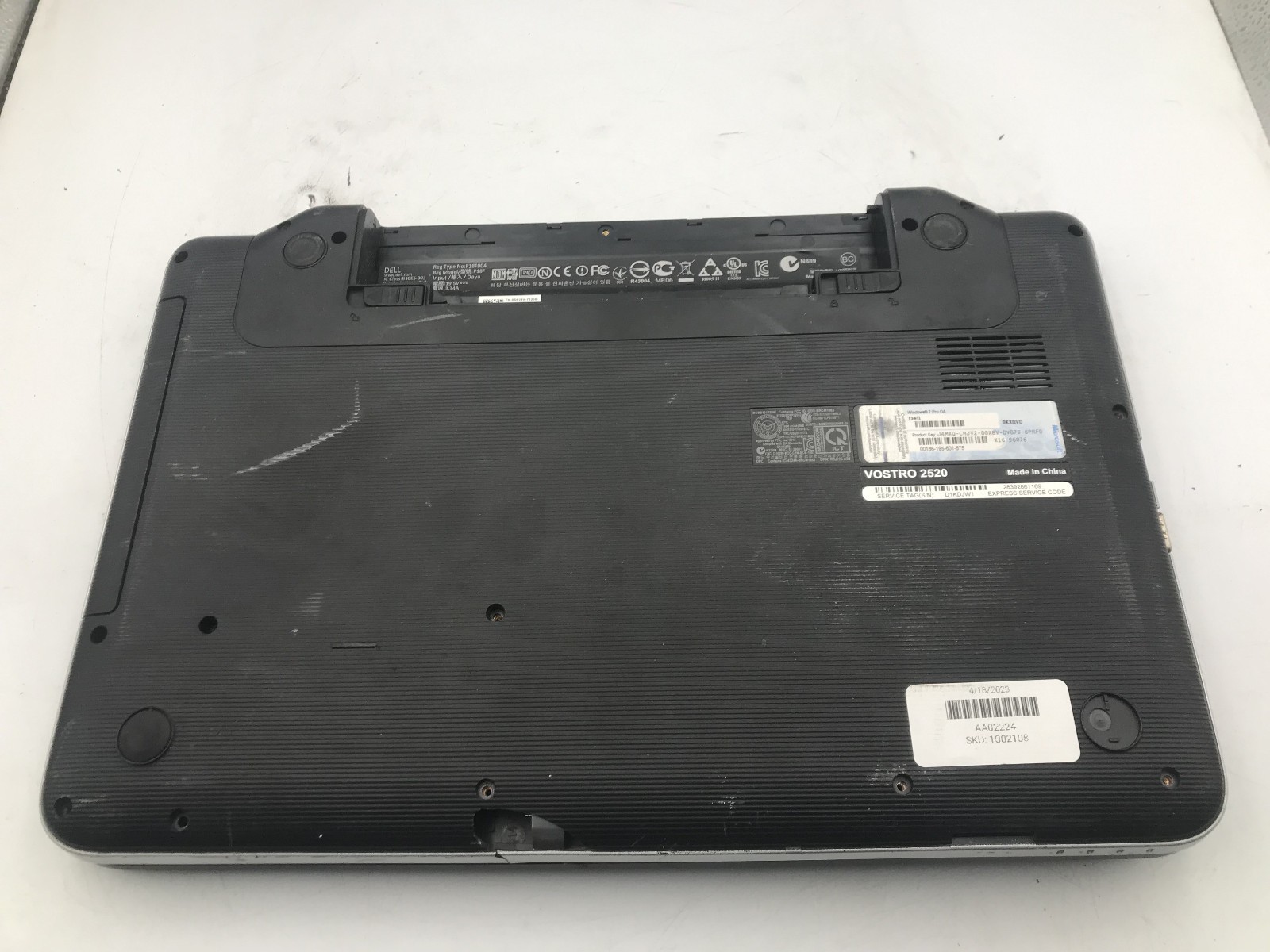 DELL VOSTRO 2520 – BOOTS TO BIOS – INTEL I3 2348M – NO RAM -READ DESCRIPTION- BB