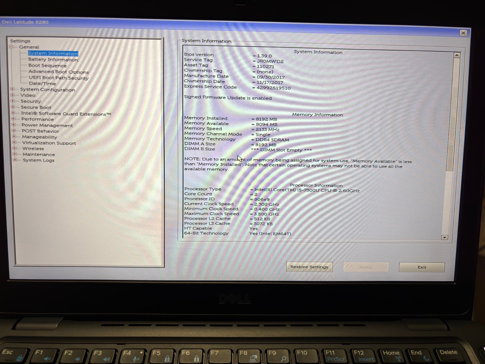 Dell LATITUDE 5280 Laptop i5-7th 2.60GHz 8GB RAM 128GB SSD WIN11 Cellular *READ*