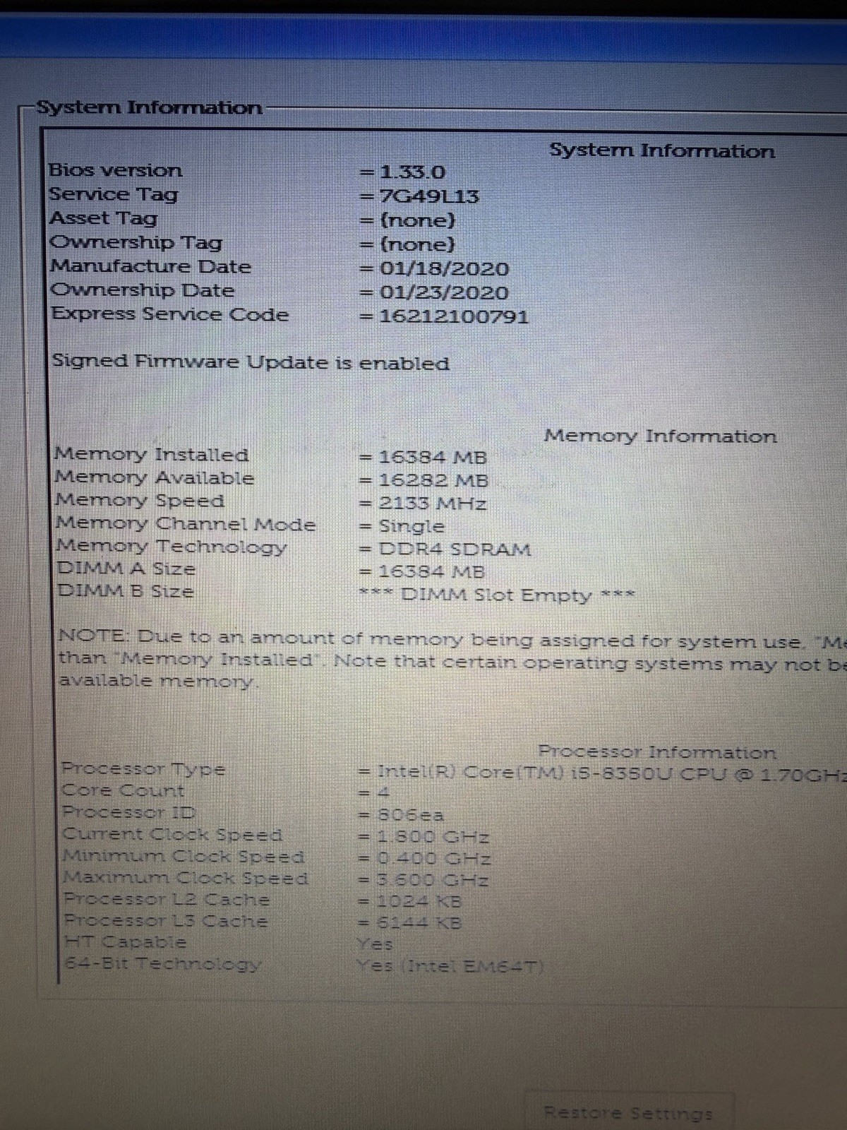 Dell Latitude 5490 14″ Intel i5-8350U, 16GB ram, 256GB NVMe, 1TB ssd, 1366×768