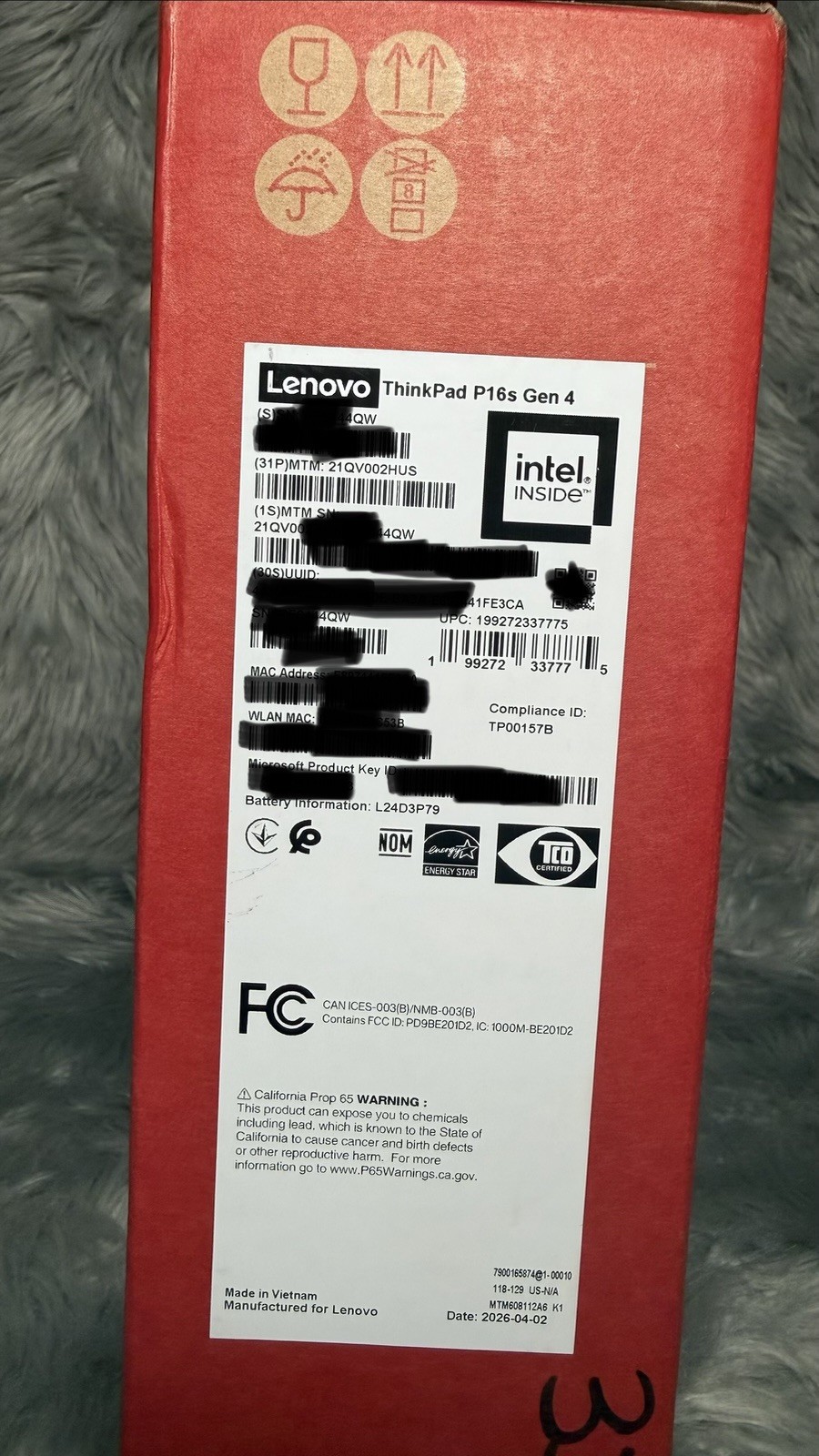 New Lenovo ThinkPad P16s Gen 4 Intel Ultra 7 255H RTX Pro 500 96GB Ram 2TB SSD
