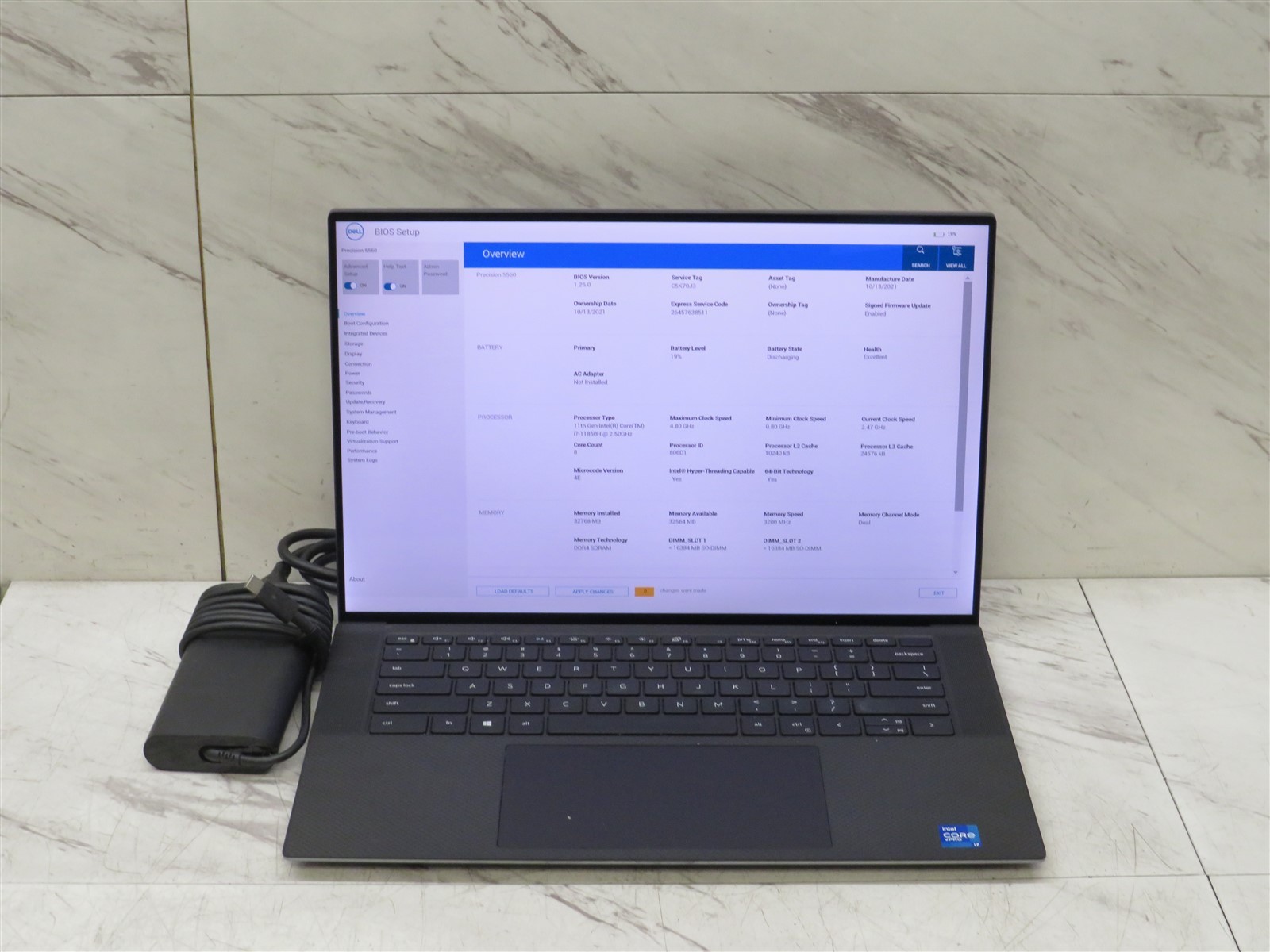 Dell Precision 5560 Laptop Intel i7-11850H@2.5GHz 32GB RAM BATT NVIDIA T1200 AC