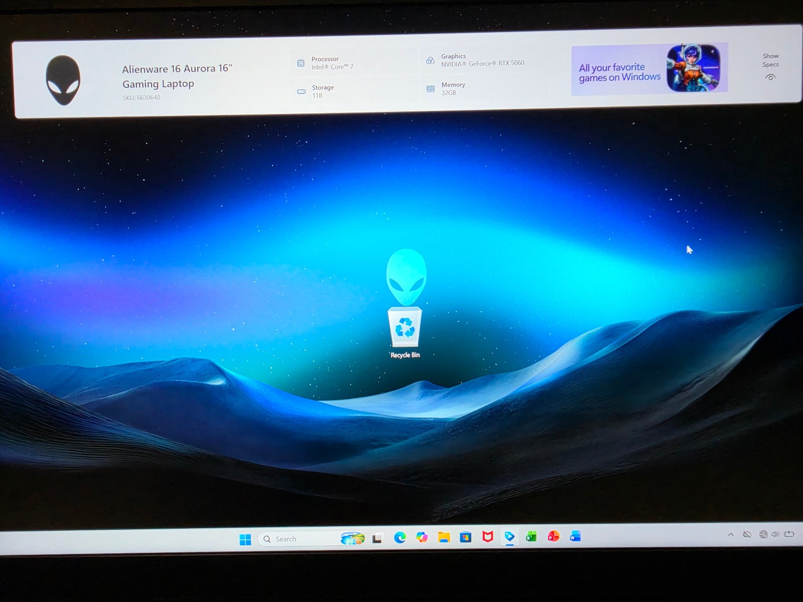 Alienware16 Aurora 16″ 2.5K Intel Core 7 Series 2 240H 32GB RAM 1TB SSD RTX 5060