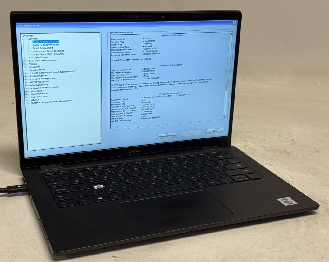 Dell Latitude 7410 14″ (i7-10610u 1.80GHz – 16GB RAM – 512GB SSD – Win11Home)
