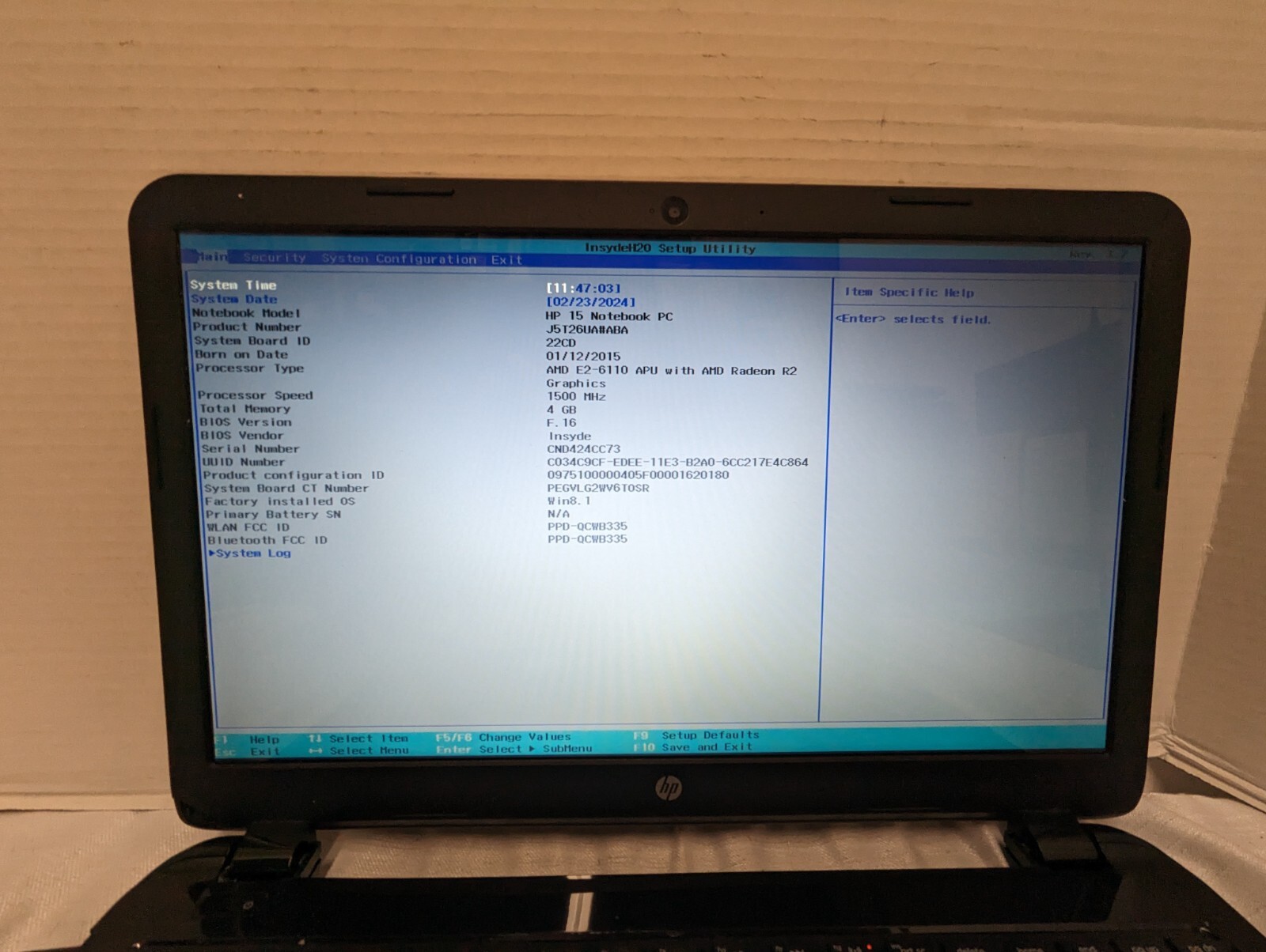 hp pavilion 15-G011NR 15″ laptop AMD E2-6110 1.50GHZ 4gbs ram no hdd